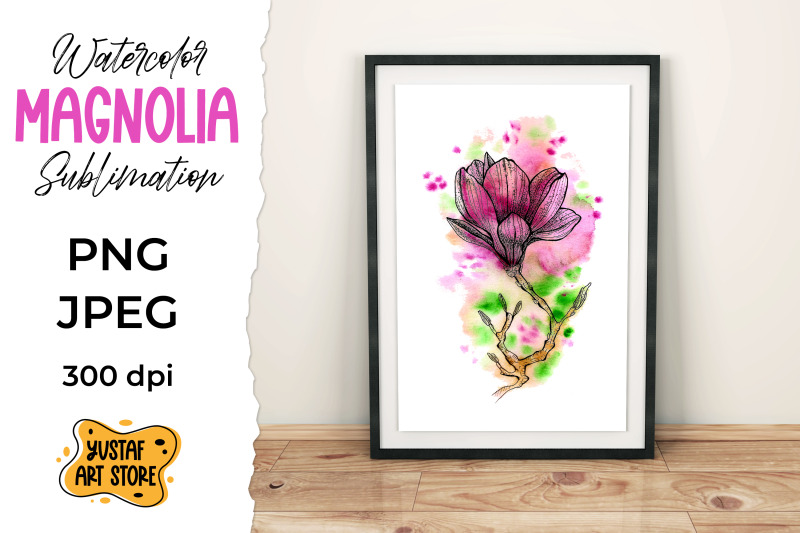 magnolia-watercolor-illustration-for-sublimation-design