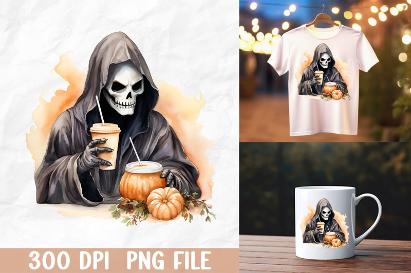 halloween-scary-grim-reaper-drink-coffee