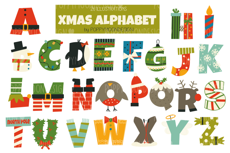 festive-alphabet-clipart-set