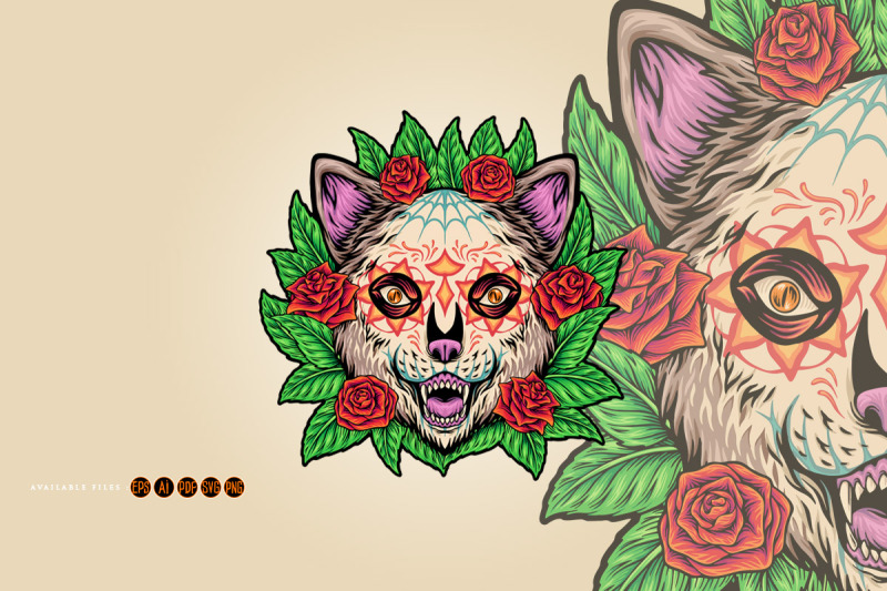 floral-wilderness-muerte-bear-head