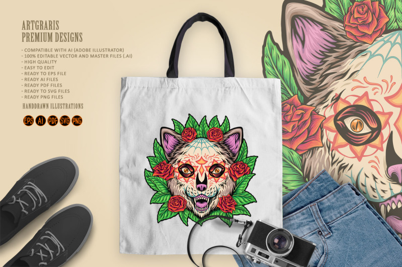 floral-wilderness-muerte-bear-head