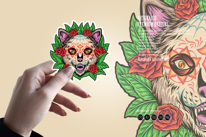 floral-wilderness-muerte-bear-head