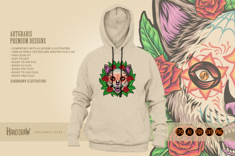 floral-wilderness-muerte-bear-head