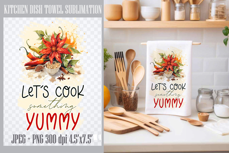 lets-cook-something-yummy-kitchen-towel-sublimation-png