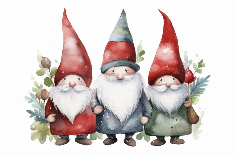 watercolor-christmas-gnomes