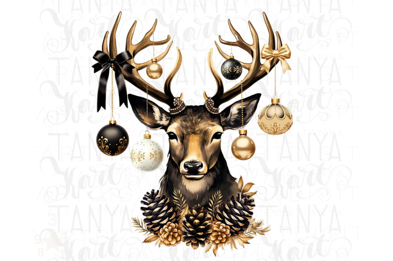 black-christmas-deer-sublimation-image