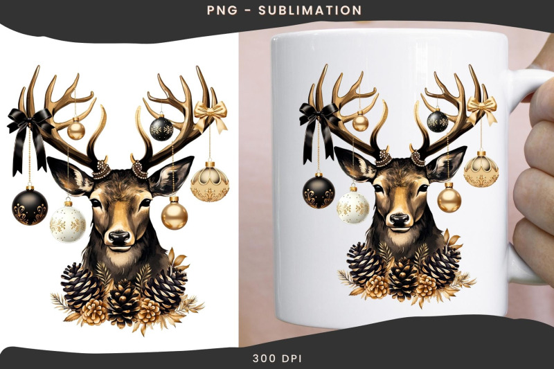 black-christmas-deer-sublimation-image