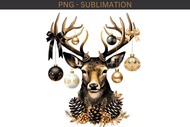 black-christmas-deer-sublimation-image