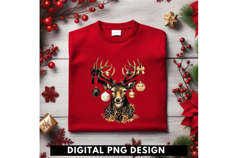 black-christmas-deer-sublimation-image