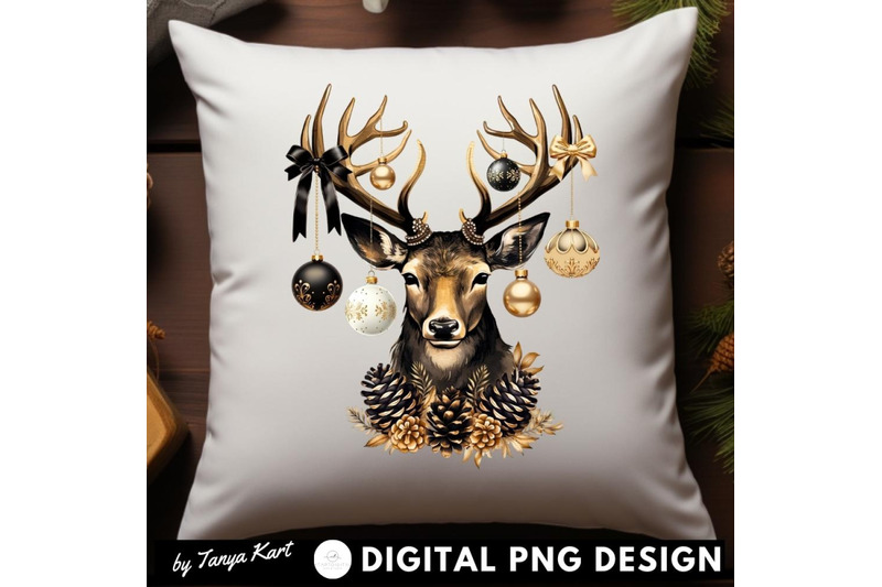 black-christmas-deer-sublimation-image