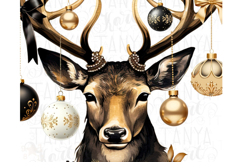 black-christmas-deer-sublimation-image