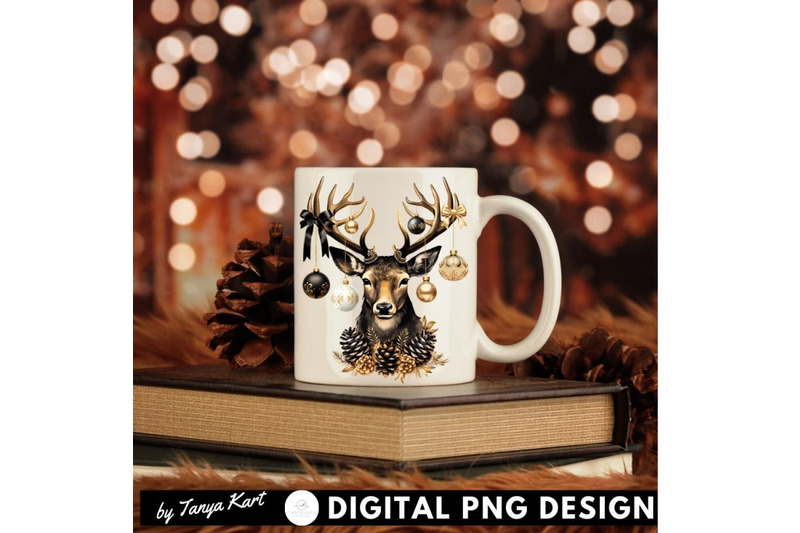 black-christmas-deer-sublimation-image