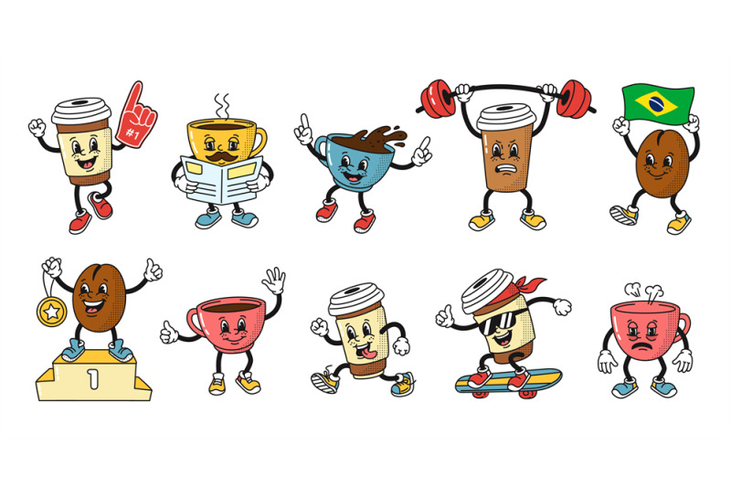 cartoon-coffee-mascot-funny-hot-espresso-drink-cup-and-coffee-bean-in