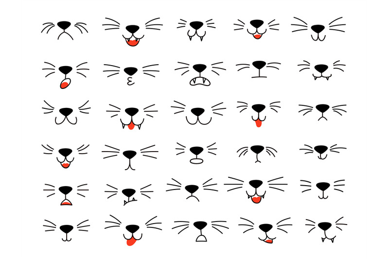 cartoon-cat-mouths-animal-whiskers-cute-pet-nose-and-kitten-face-fa