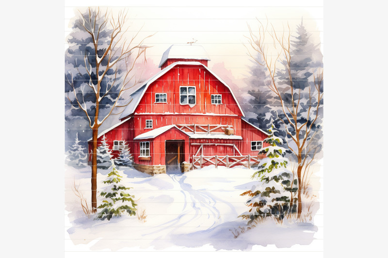 watercolor-winter-barn-christmas-backgrounds-digital-paper