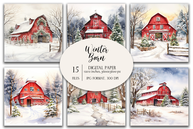 watercolor-winter-barn-christmas-backgrounds-digital-paper