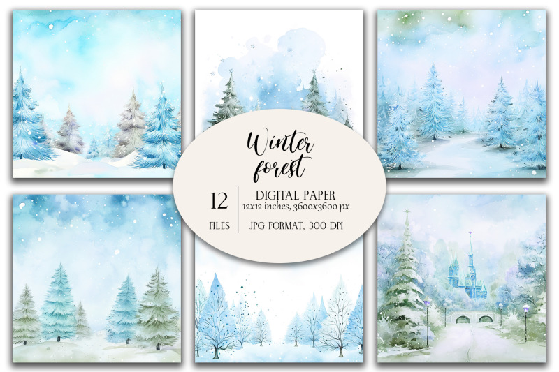 watercolor-winter-forest-christmas-backgrounds-digital-paper