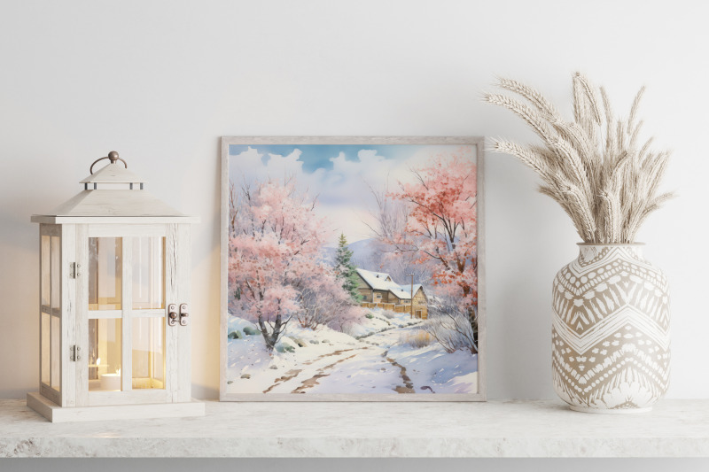watercolor-pink-winter-landscape-christmas-backgrounds-digital-paper