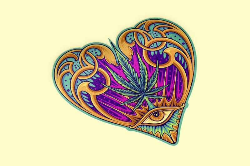 elegant-classic-heart-nature-weed-ornament