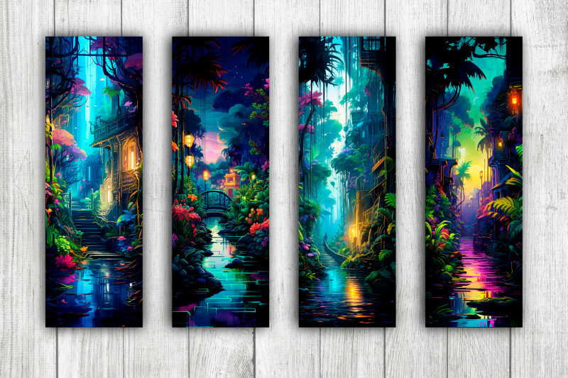 jungle-neon-bookmarks-printable-2x6-inch