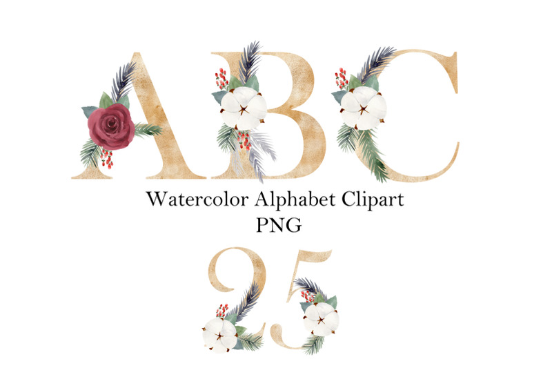 watercolor-christmas-gold-alphabet