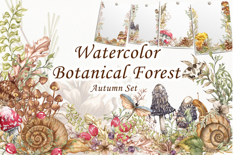 watercolor-botanical-forest-set