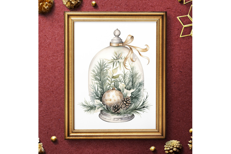 cozy-christmas-clipart-ornaments-clipart-boho-christmas-watercolor