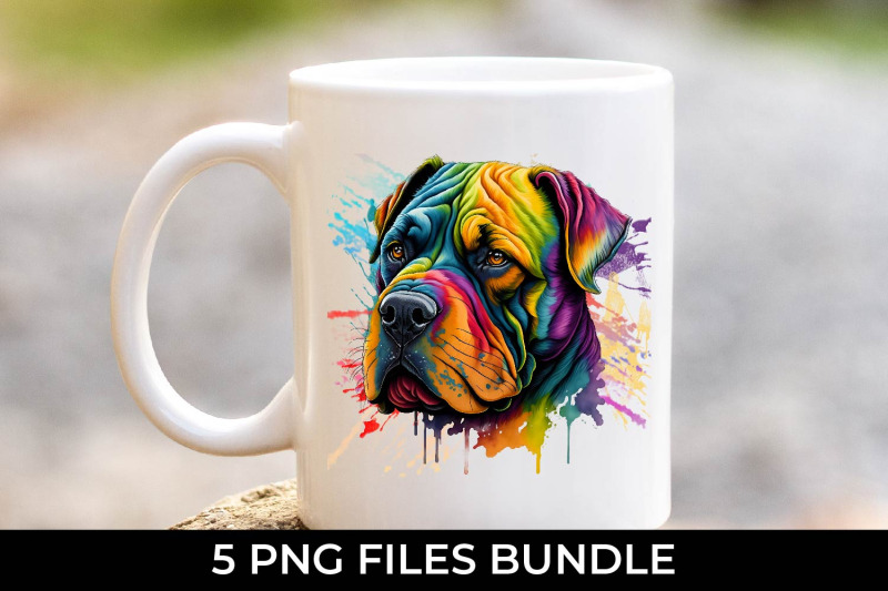 rainbow-shar-pei-dog-watercolor-bundle-free-for-commercial-use