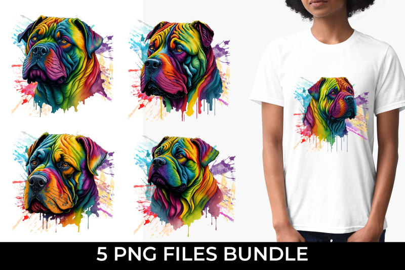 rainbow-shar-pei-dog-watercolor-bundle-free-for-commercial-use