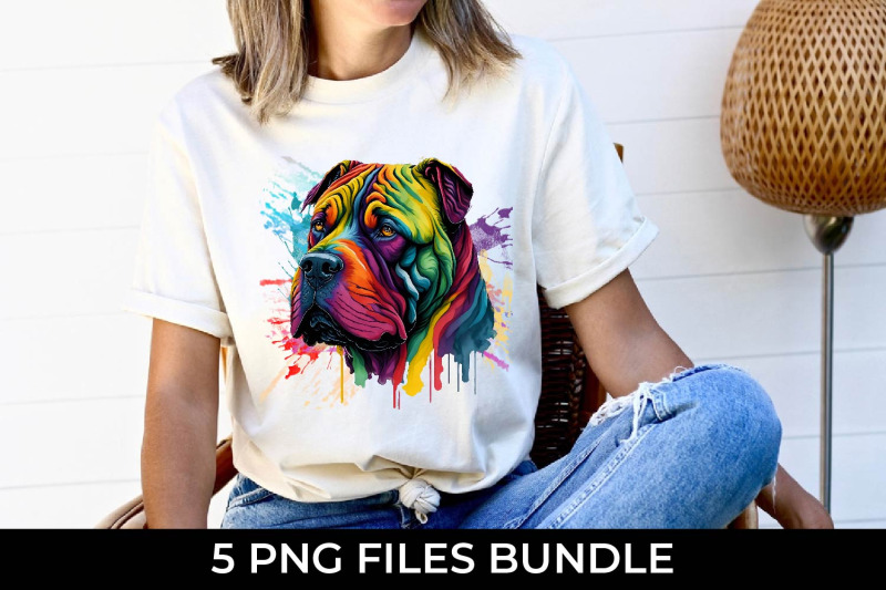 rainbow-shar-pei-dog-watercolor-bundle-free-for-commercial-use