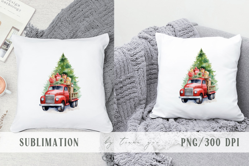 christmas-truck-with-snowman-and-christmas-tree-3-png-files