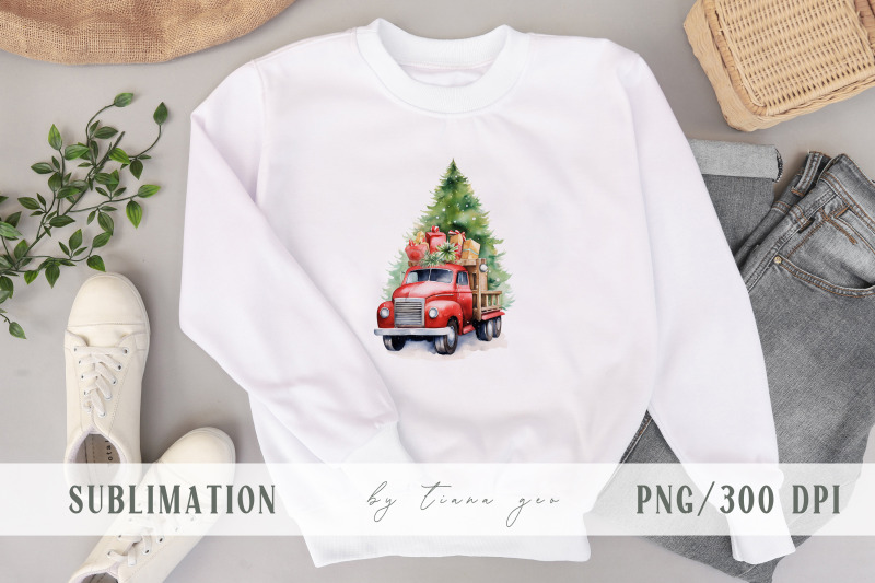 christmas-truck-with-snowman-and-christmas-tree-3-png-files