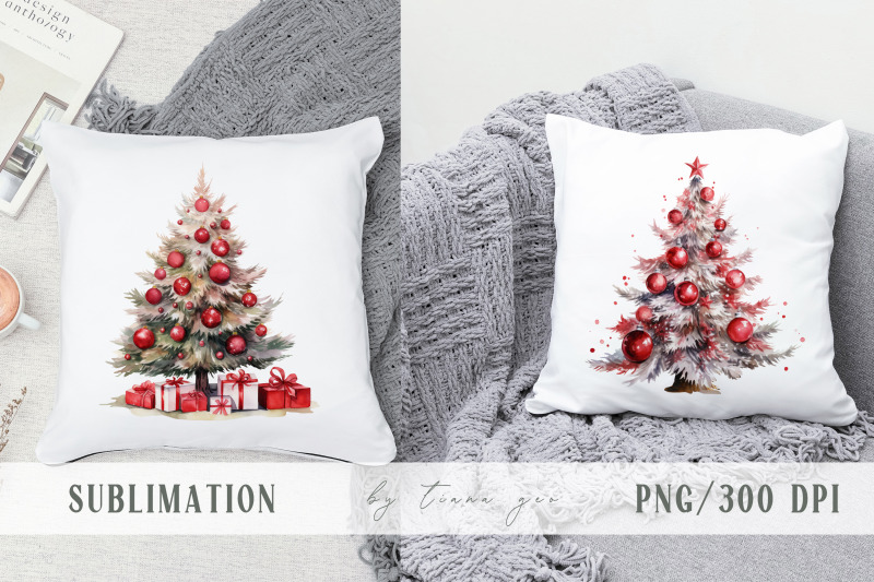 watercolor-decorated-christmas-tree-clipart-3-png-files