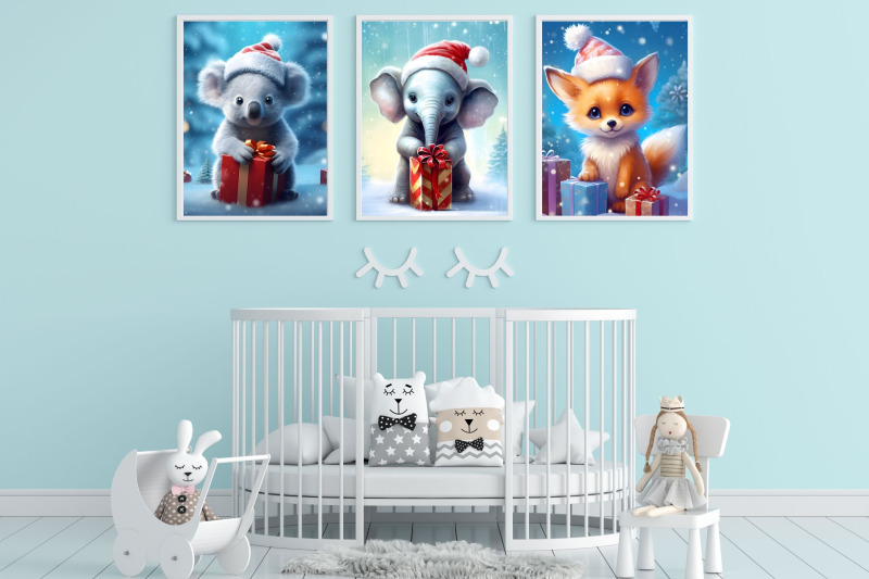 christmas-baby-animals-nursery-wallart