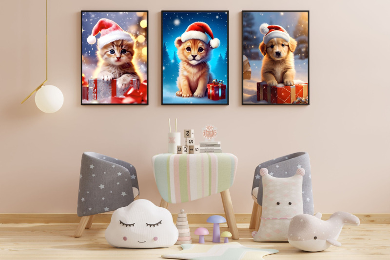 christmas-baby-animals-nursery-wallart