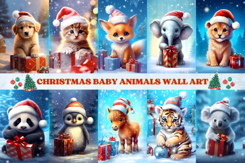 christmas-baby-animals-nursery-wallart