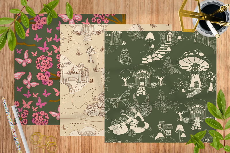 fairy-land-cartography-digital-papers-boho-floral-pattern-bundle-fai