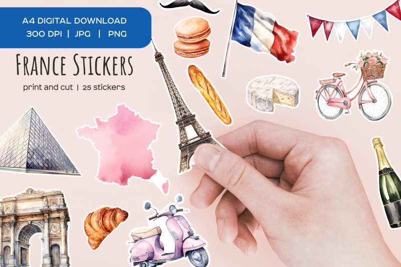 watercolor-france-stickers-paris-france-symbols-sticker-eiffel-tower