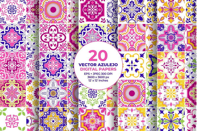 pink-mosaic-tiles-digital-paper-vector-seamless-patterns