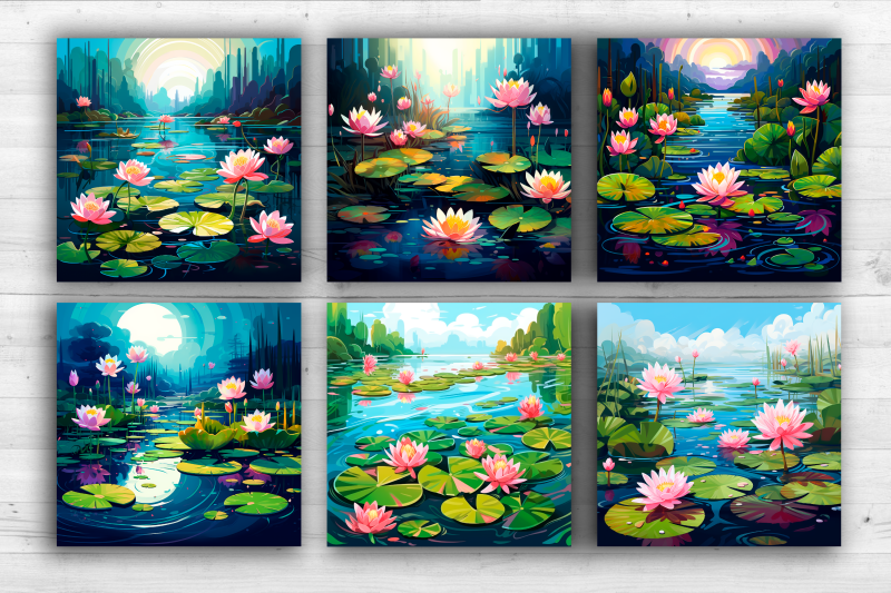 12-square-sublimation-water-lilies