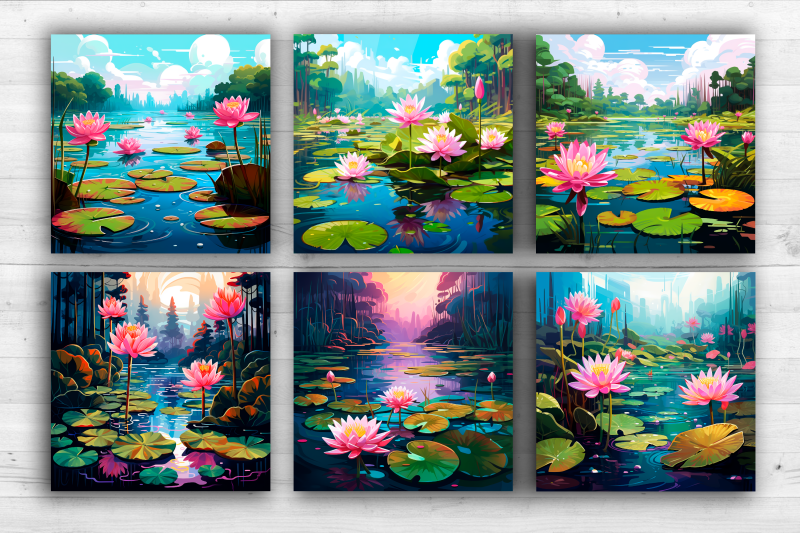 12-square-sublimation-water-lilies