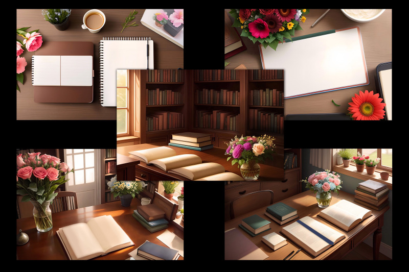 books-amp-flowers-5-flat-lay-and-room-ai-generated-jpg-images