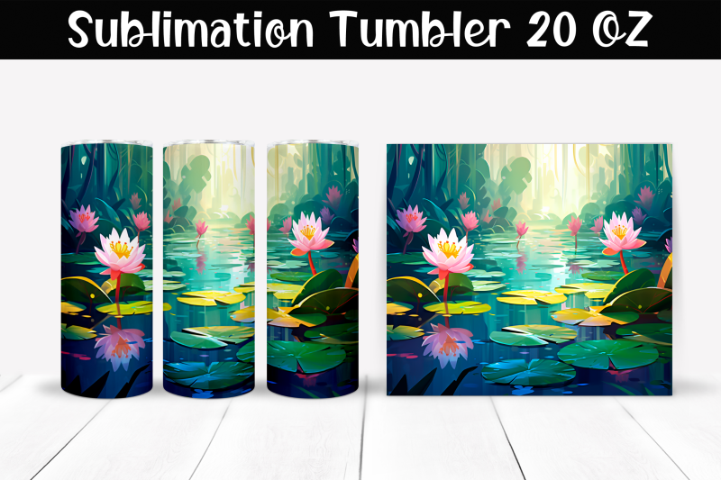 water-lilies-sublimation-tumbler-wrap-20-oz