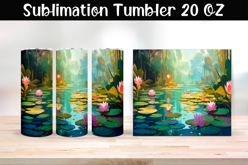 water-lilies-sublimation-tumbler-wrap-20-oz