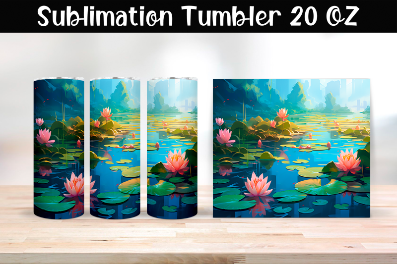 water-lilies-sublimation-tumbler-wrap-20-oz