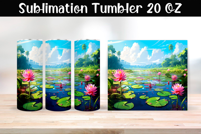 water-lilies-sublimation-tumbler-wrap-20-oz