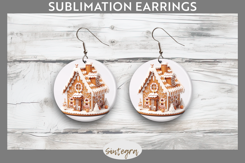 christmas-gingerbread-house-png-round-earrings-sublimation