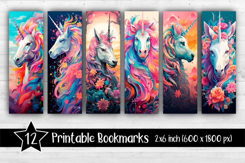 unicorns-bookmarks-printable-2x6-inch