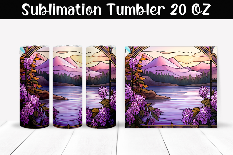 lilac-stained-glass-sublimation-tumbler-wrap-20-oz