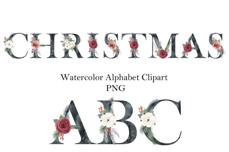 watercolor-christmas-black-alphabet